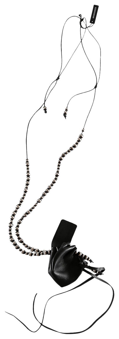 Ann Demeulemeester Sindri Silver Small Leather Necklace Antique Silver