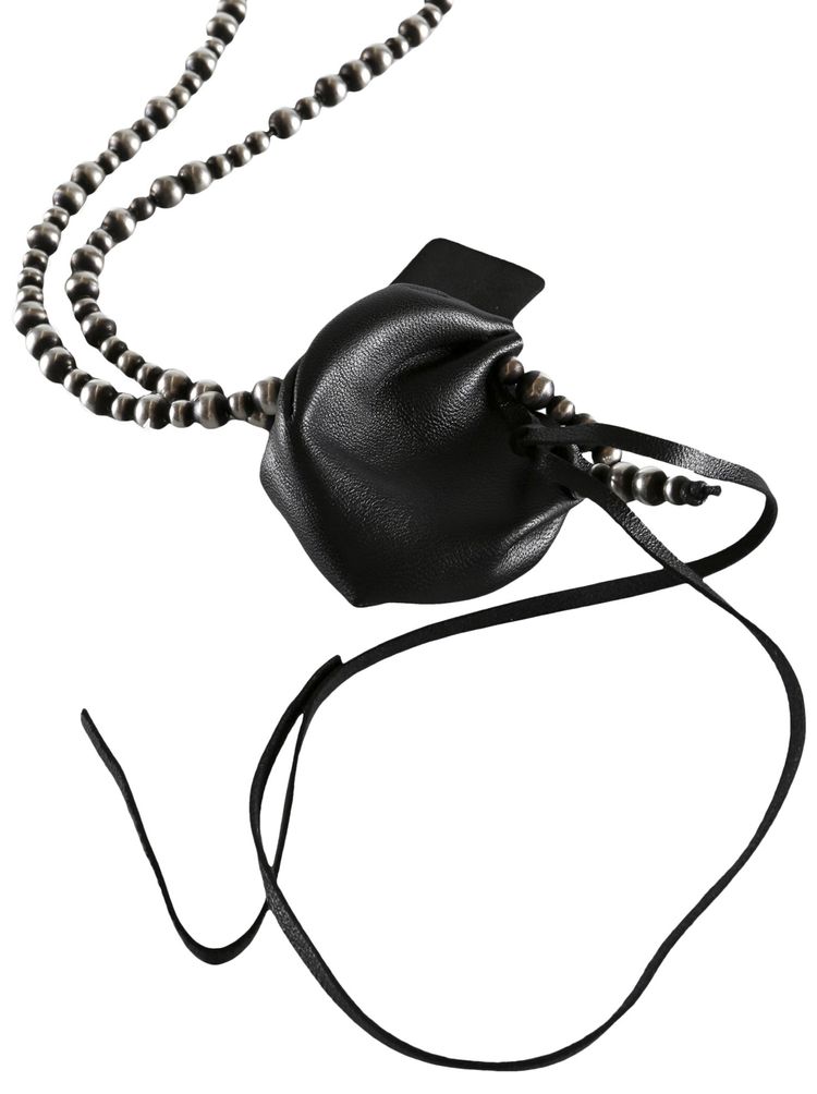 Ann Demeulemeester Sindri Silver Small Leather Necklace Antique Silver