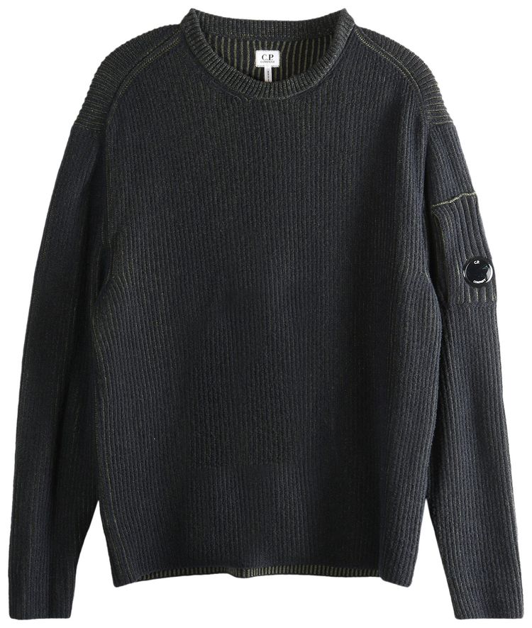 CP Company Knitwear Crew Neck In Fleece Knit Black