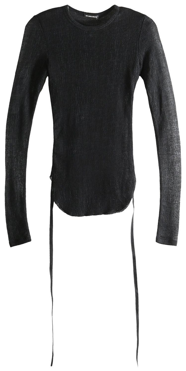 Ann Demeulemeester Oke Wrinkled Cropped Long Sleeve Top Black