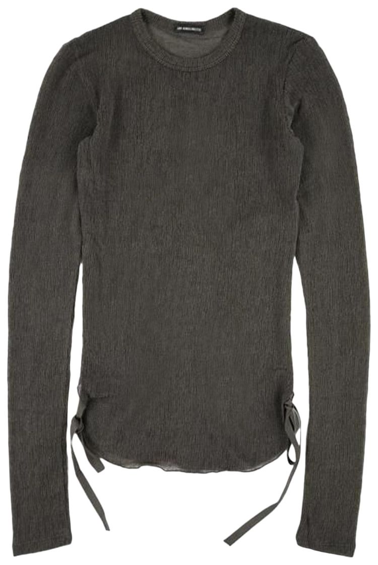 Ann Demeulemeester Oke Wrinkled Cropped Long Sleeve Top Beaver