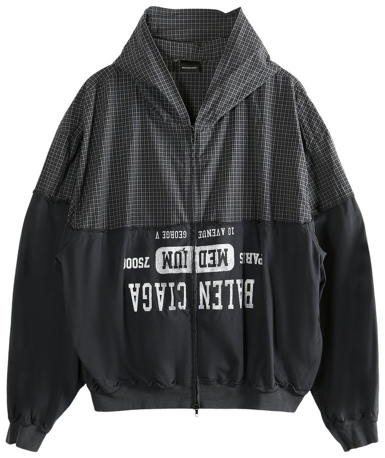 Balenciaga Patched Hooded Shirt Black