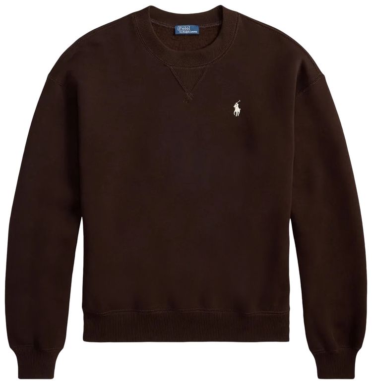 Polo Ralph Lauren Arctic Fleece Knit Long Sleeve Crew Neck Sweatshirt Circuit Brown