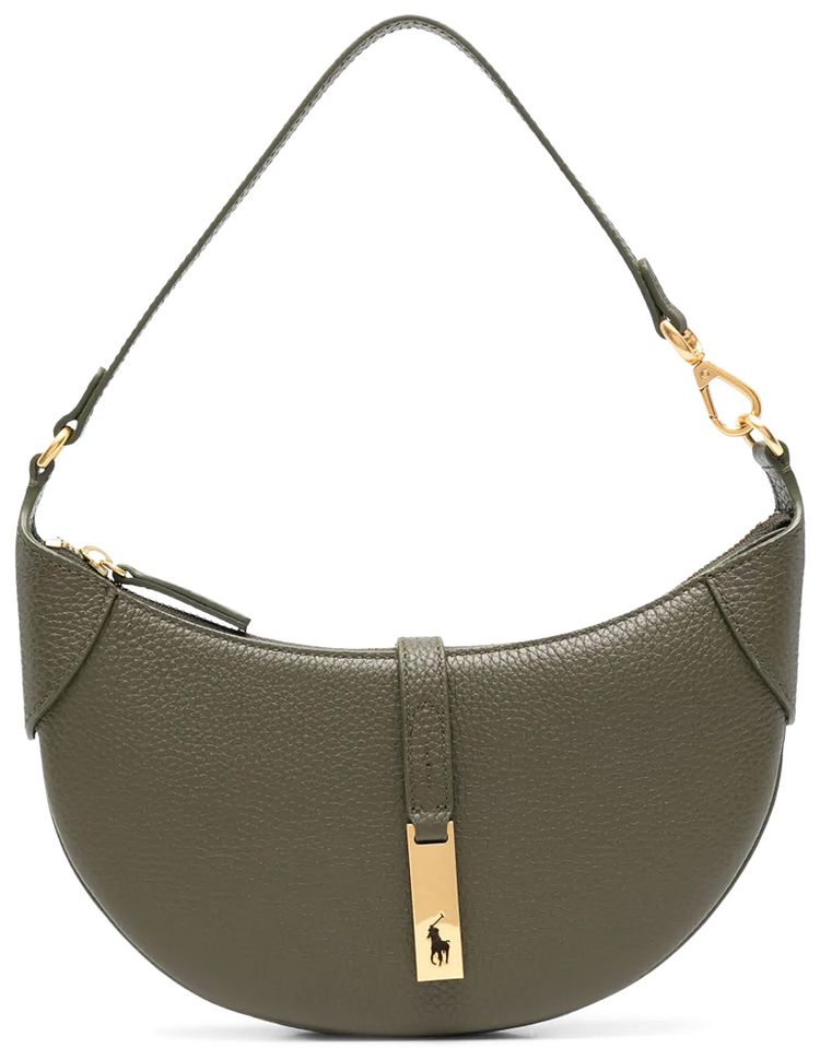 Polo Ralph Lauren Shiny Drum Pebble Small Shoulder Bag Hunting Olive