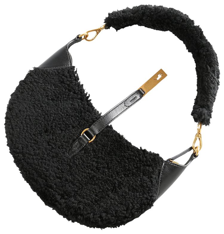 Polo Ralph Lauren Shearling Vachetta lD Small Shoulder Bag Black