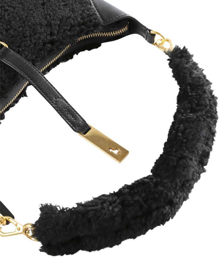 Polo Ralph Lauren Shearling Vachetta lD Small Shoulder Bag Black