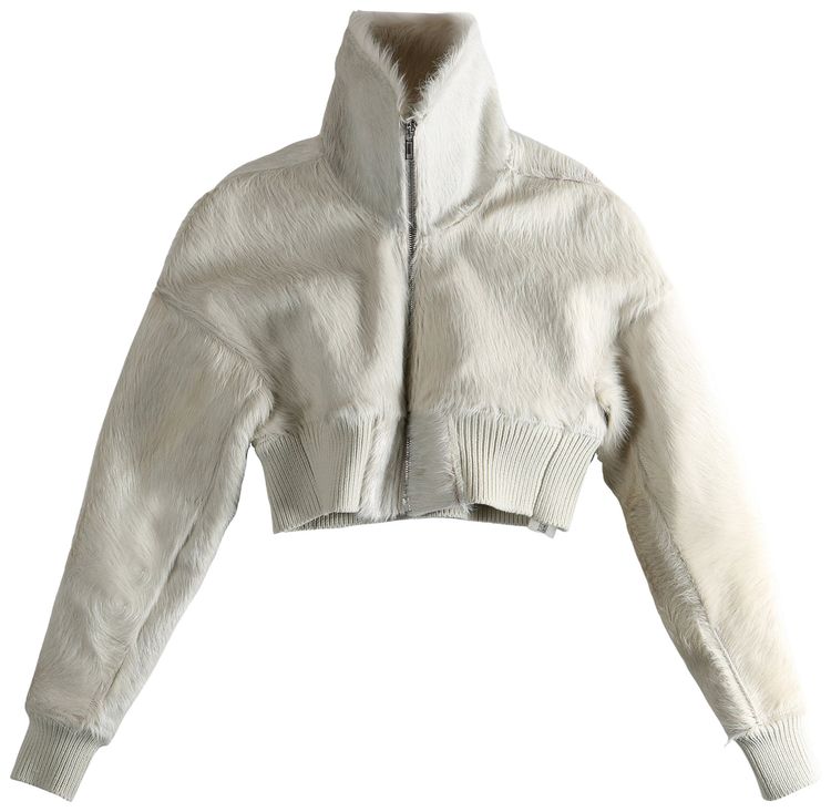 Rick Owens Pelliccia Imbottito Dracucollar Cropped Bomber Milk