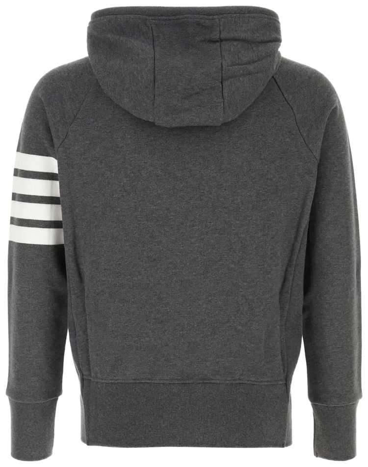 Thom Browne Classic Full Zip Hoodie In Classic Loopback with Engineered 4 Bar Dark Grey
