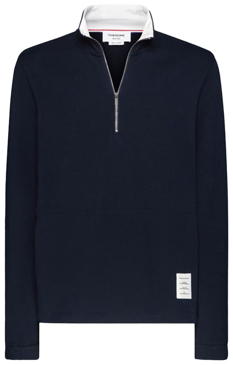 Thom Browne Funnel Neck Half Zip Pullover Navy