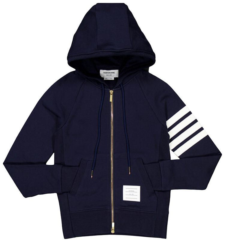 Thom Browne Double Face Full Zip Up Knitwear Navy