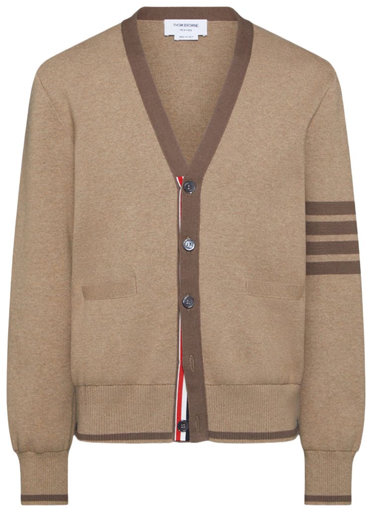 Thom Browne Milano Stitch V Neck Cardigan Medium Brown
