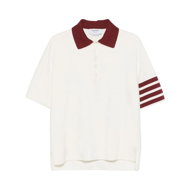 Thom Browne Rugby Fit Milano Stitch Short Sleeve Polo White