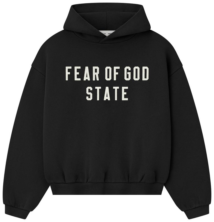 Fear of God Essentials Kids 90s Fit Fleece Hoodie Jet Black