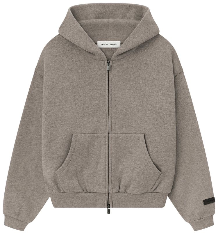 Fear of God Essentials Kids Fleece Zip Up Hoodie Homestead Heather