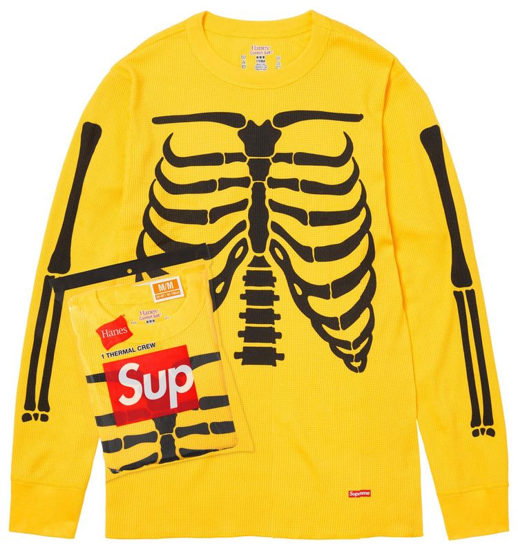 Supreme x Hanes Bones Thermal Crew 1 Pack Yellow