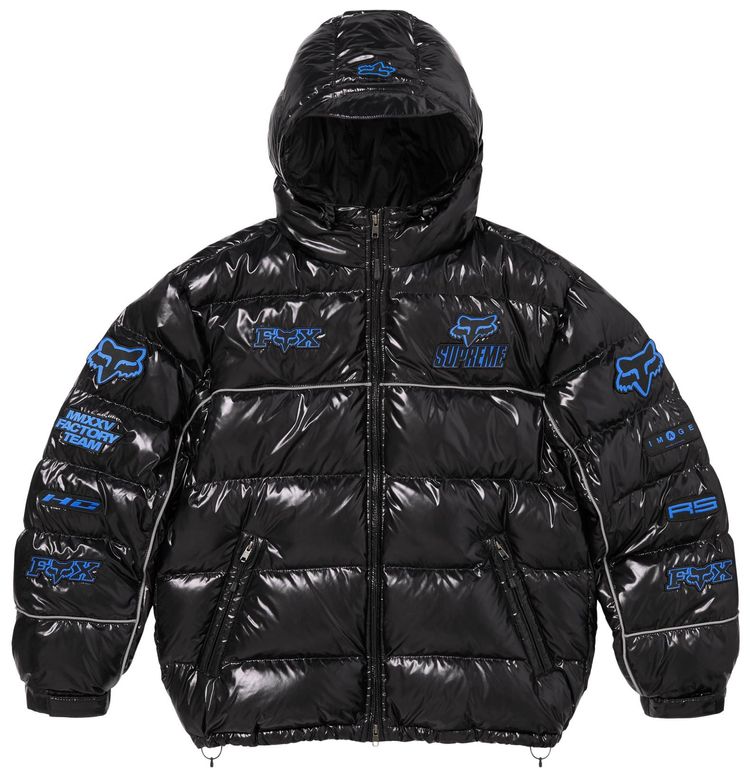 Supreme x Fox Racing Shiny Down Puffer Jacket Black
