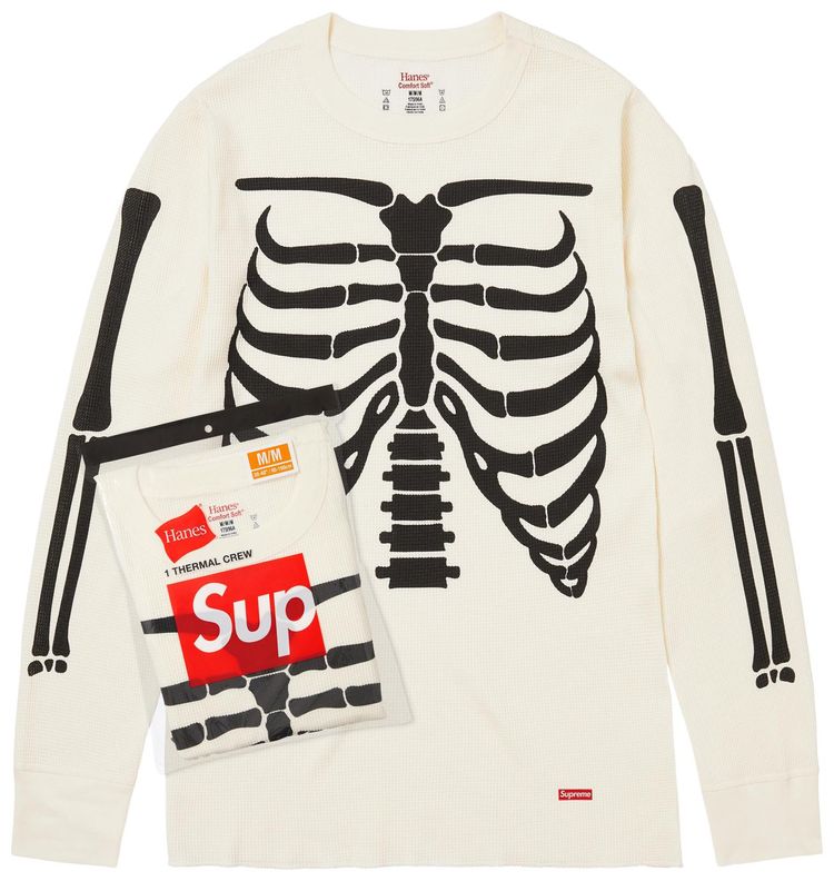 Supreme x Hanes Bones Thermal Crew 1 Pack Natural