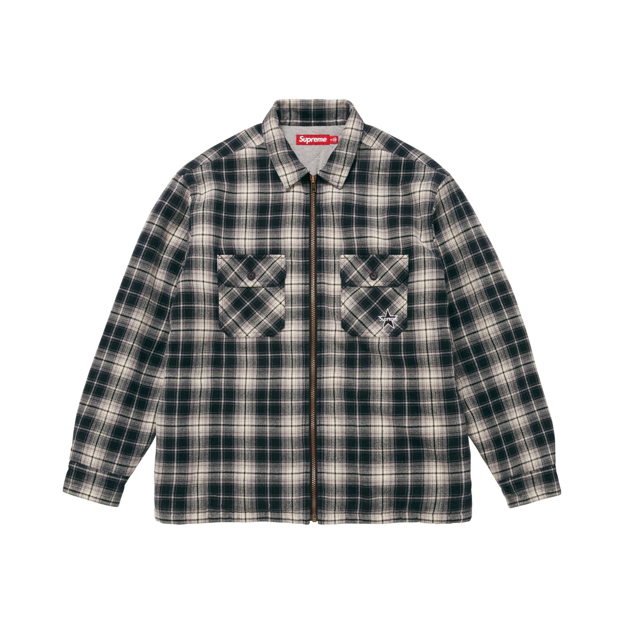 Buy Supreme Thermal Lined Zip Up Flannel Shirt 'Black' - FW25S33