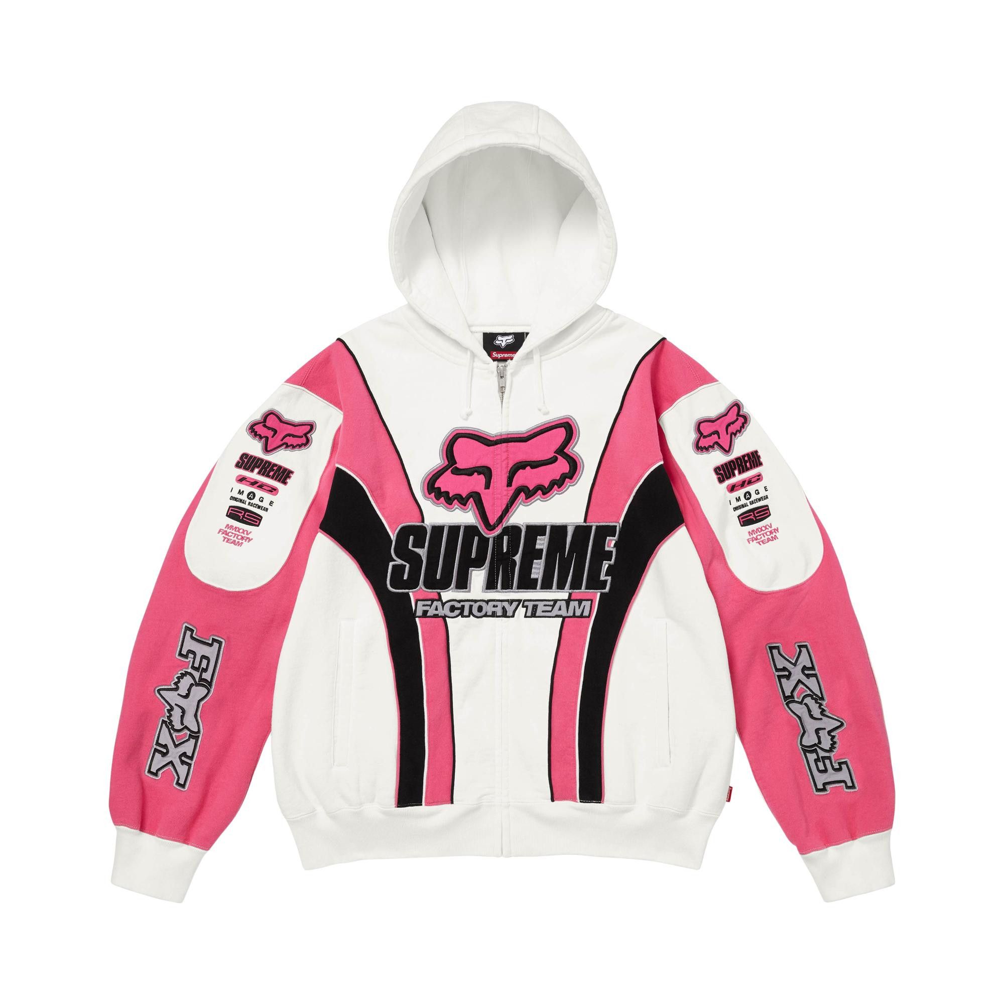 Buy Supreme x Fox Racing Zip Up Hooded Sweatshirt 'White