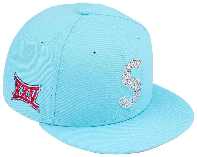 Supreme Swarovski S Logo New Era Light Blue