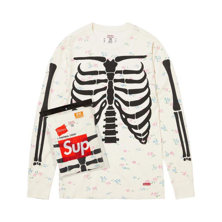 Supreme x Hanes Bones Thermal Crew 1 Pack Floral