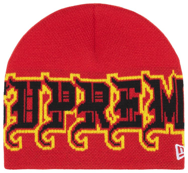 Supreme New Era Outline Beanie Red