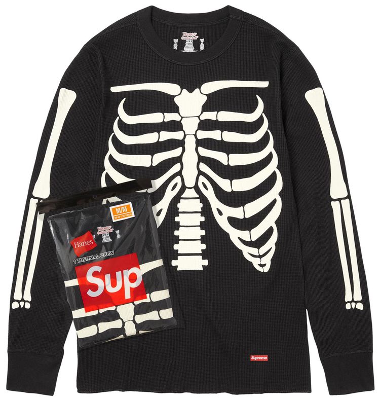 Supreme x Hanes Bones Thermal Crew 1 Pack Black