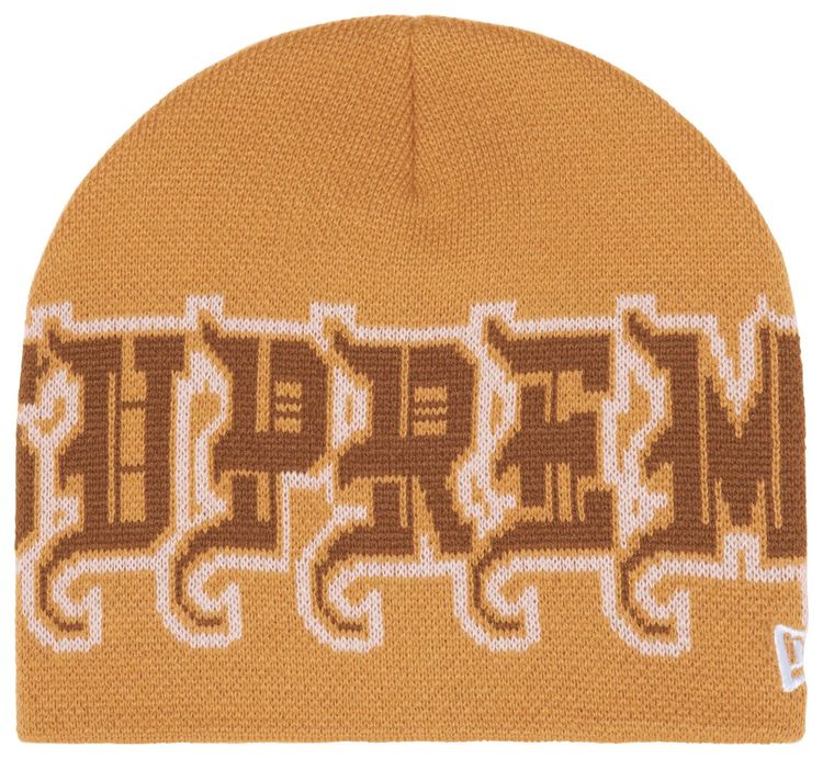 Supreme New Era Outline Beanie Tan