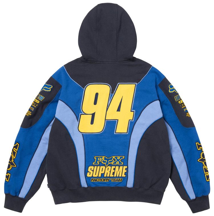 Supreme x Fox Racing Zip Up Hooded Sweatshirt Navy
