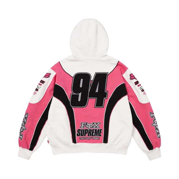 Supreme x Fox Racing Zip Up Hooded Sweatshirt White