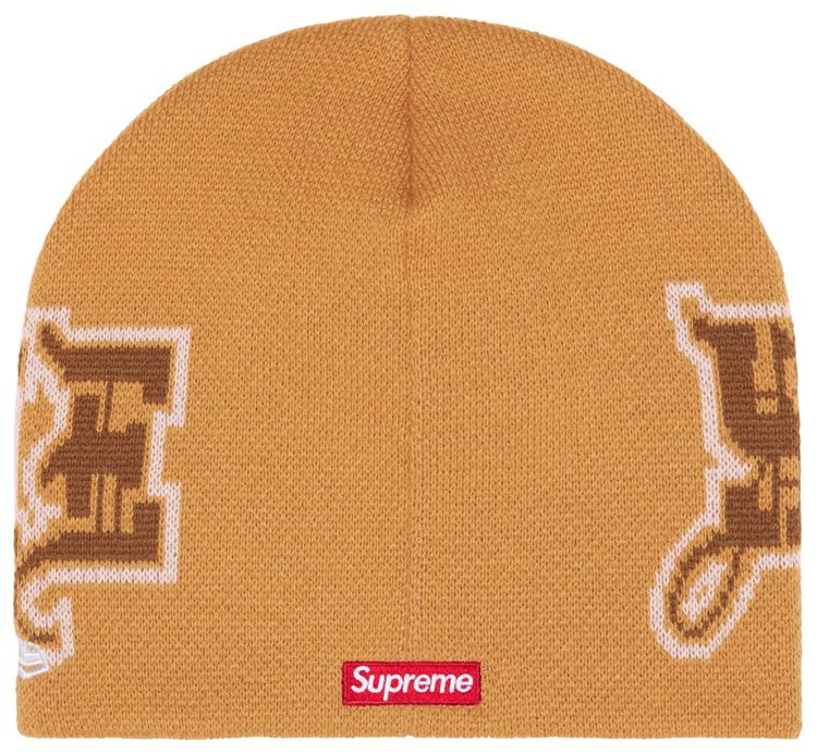 Supreme New Era Outline Beanie Tan