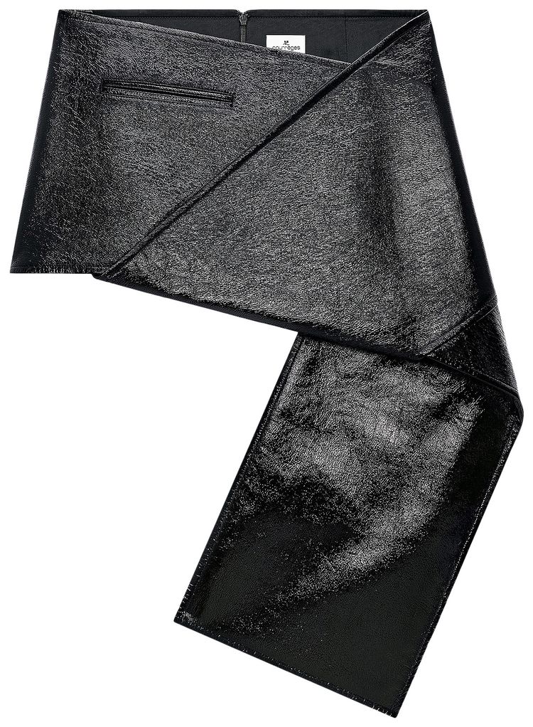 Courreges Fold Vinyl Mini Skirt Black