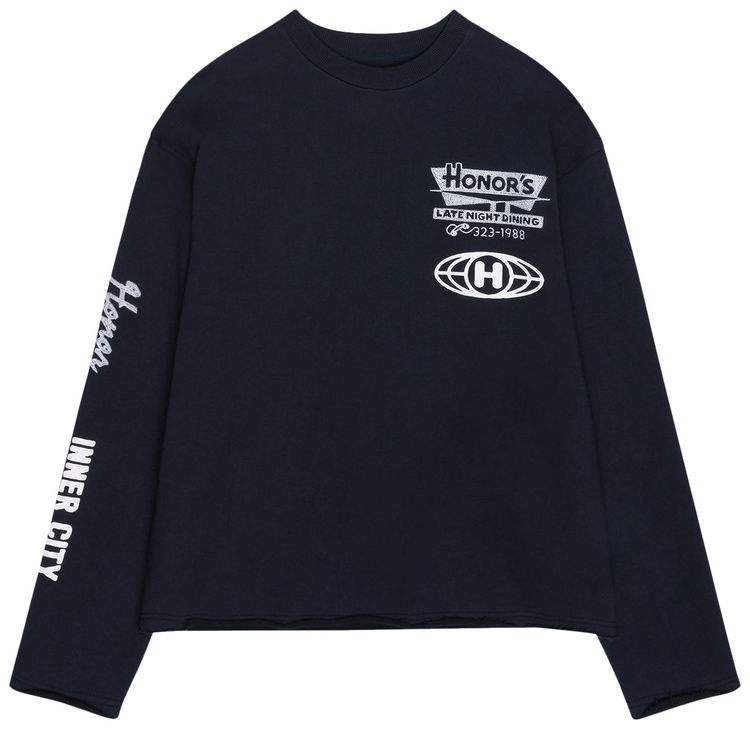Honor The Gift Mixed Logo Long Sleeve Crewneck Black