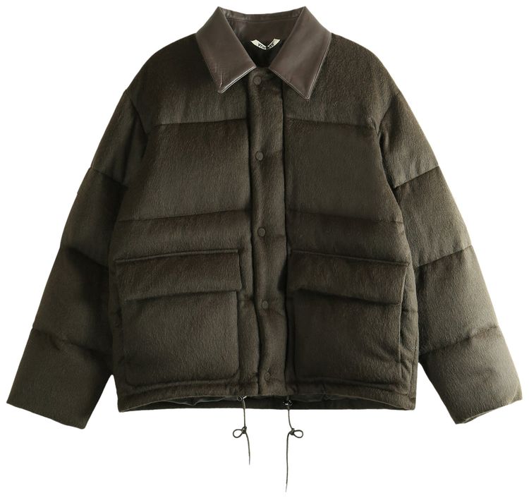 Auralee Baby Camel Flannel Down Blouson Jacket Dark Brown