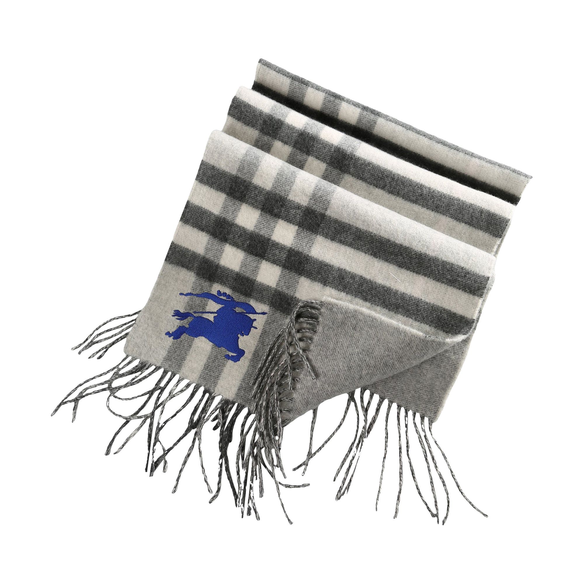 Buy Burberry Reversible EKD Check Cashmere Scarf 'Mitten Grey