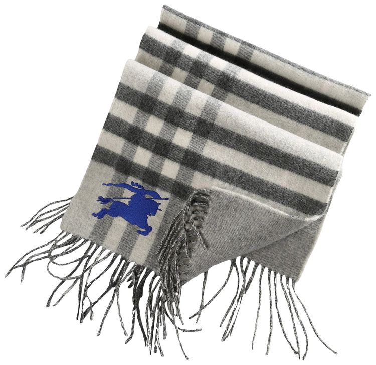Burberry Reversible EKD Check Cashmere Scarf Mitten Grey