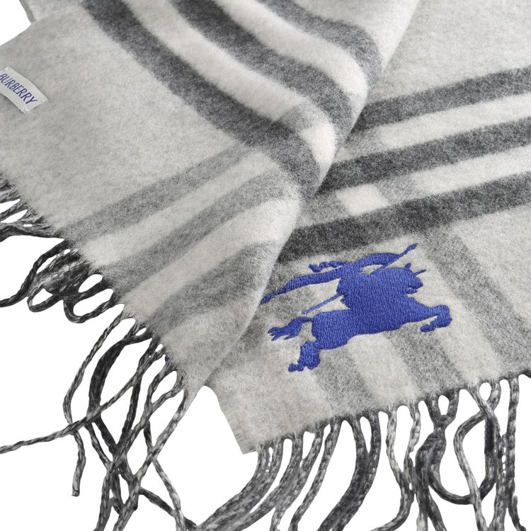 Burberry Reversible EKD Check Cashmere Scarf Mitten Grey