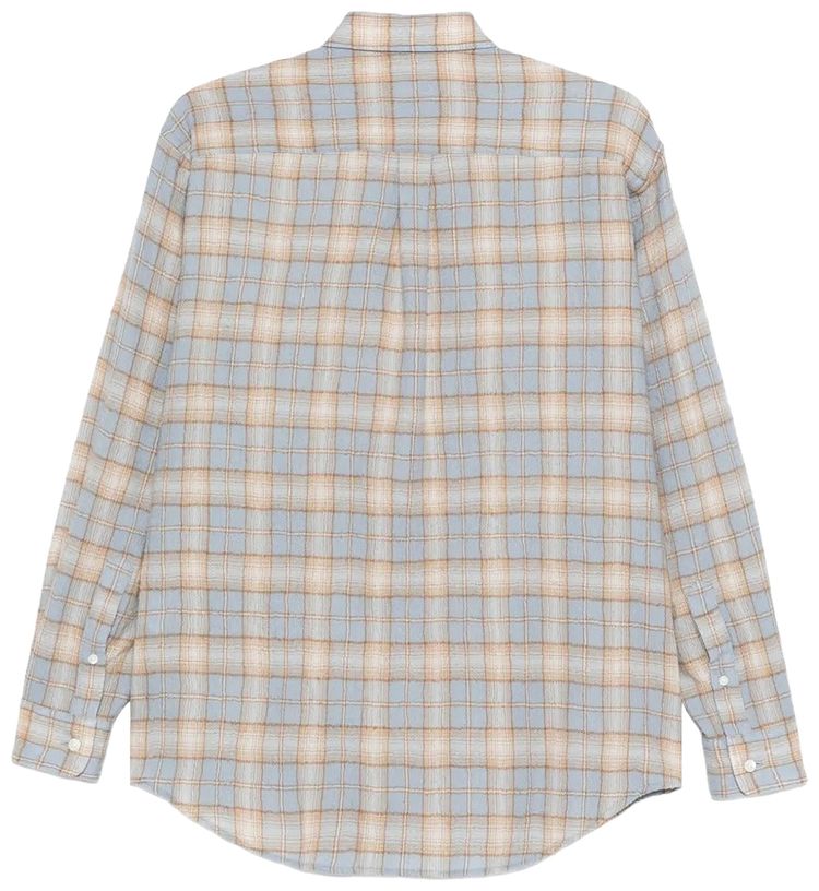 Auralee Airy Wool Check Shirt Light BlueBeige