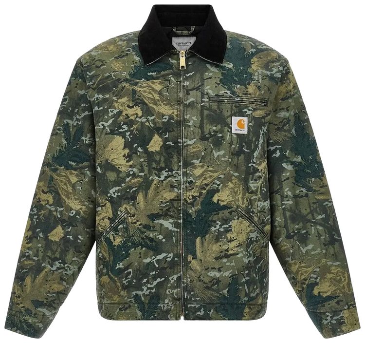 Carhartt WIP OG Detroit Jacket Camo CombiGreenBlack Stone Washed