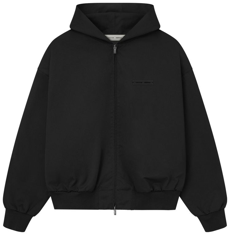 Fear of God Essentials Poly Twill Bomber Hoodie Jet Black