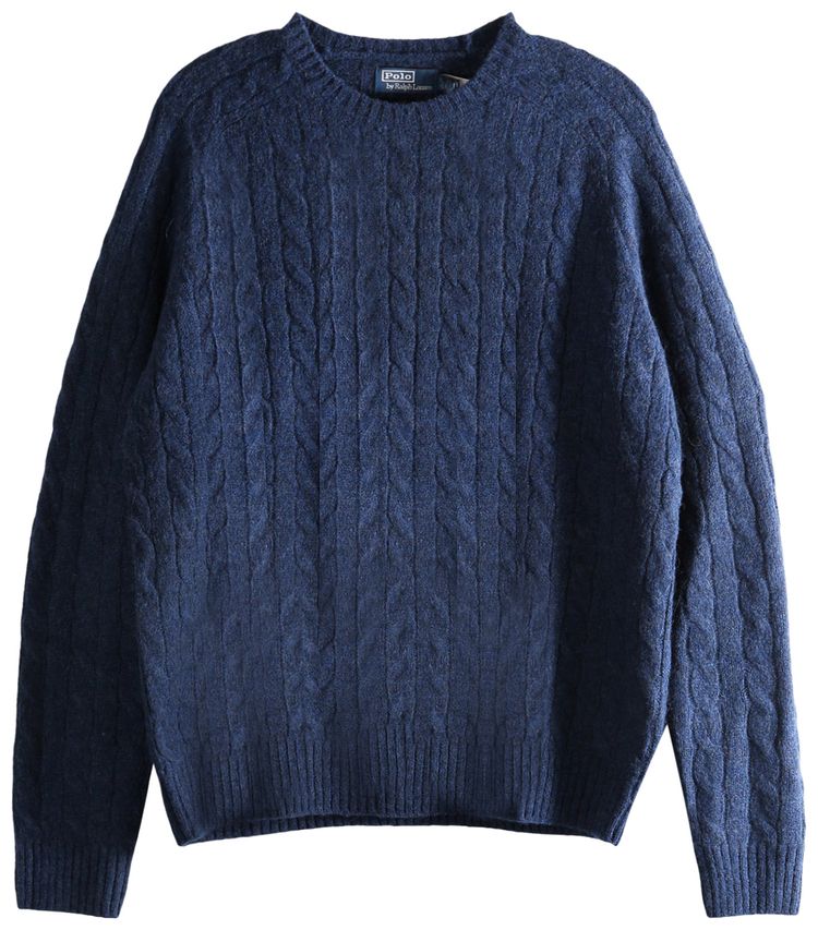 Polo Ralph Lauren Original Label Long Sleeve Saddle Crewneck Sweater Navy Heather