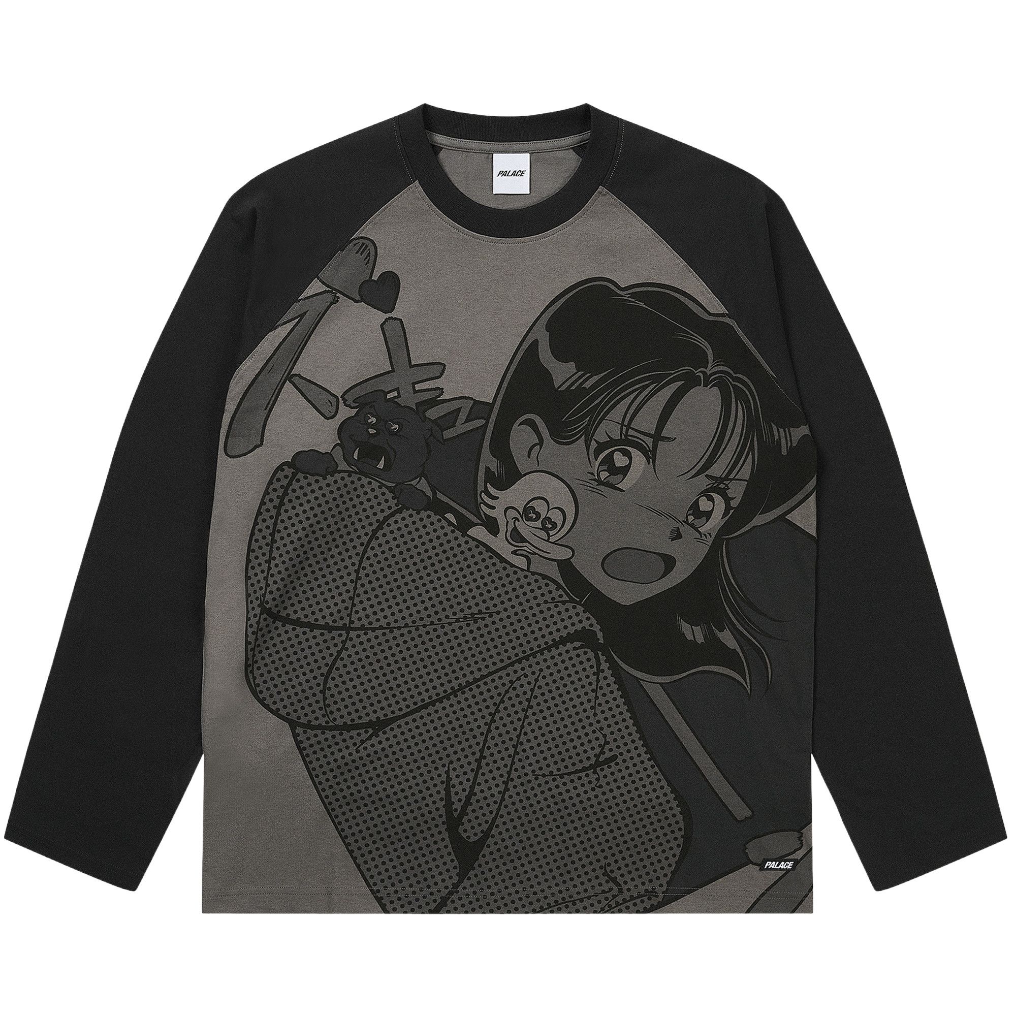 Buy Palace Rear View Raglan Long-Sleeve 'Black/Mono' - P29ES062 | GOAT