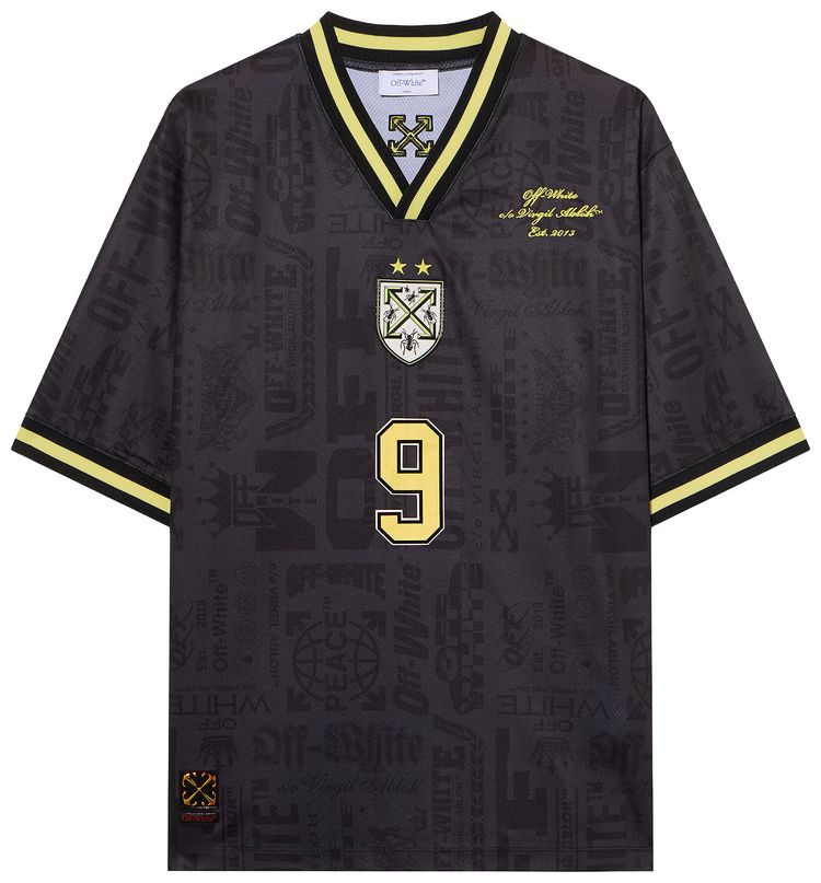 Off White Multilogo Soccer Short Sleeve Tee Black
