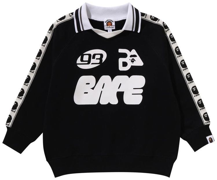 BAPE Kids Tape Relaxed Fit Crewneck Sweatshirt Black