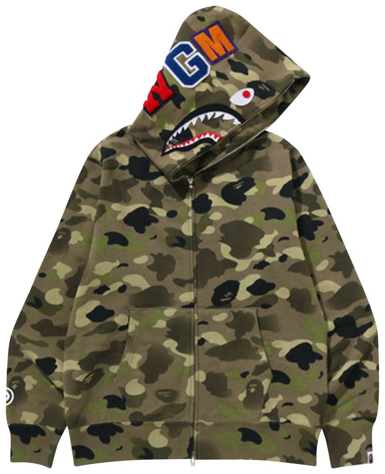 BAPE Gradation Camo Shark Full Zip Hoodie Olive Drab