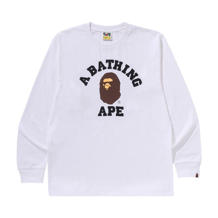 BAPE College Long Sleeve Tee White