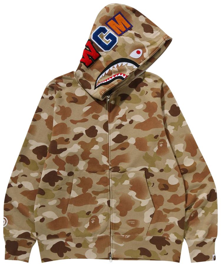 BAPE Gradation Camo Shark Full Zip Hoodie Beige