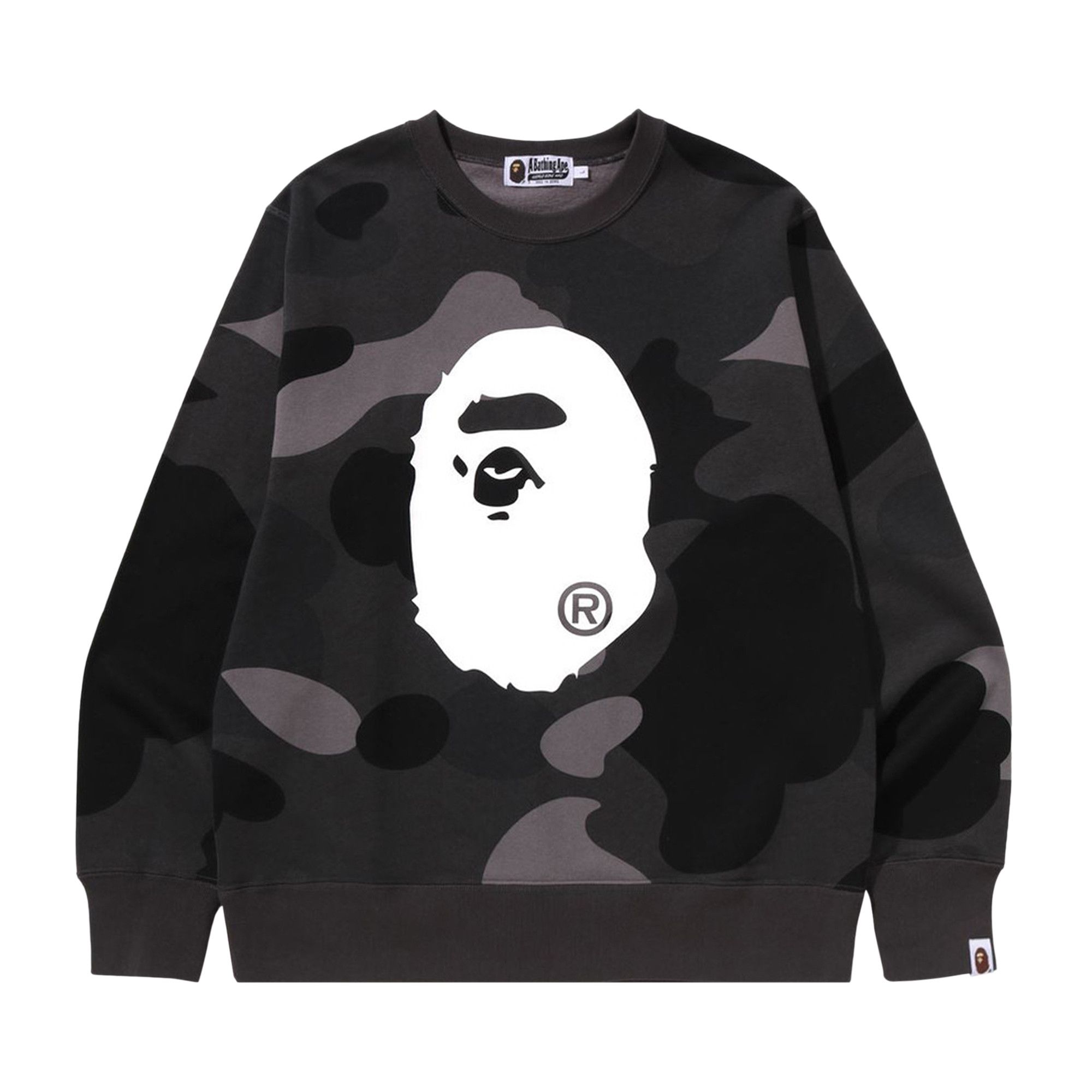 Buy BAPE Mega Color Camo Big Ape Head Crewneck Sweatshirt 'Black