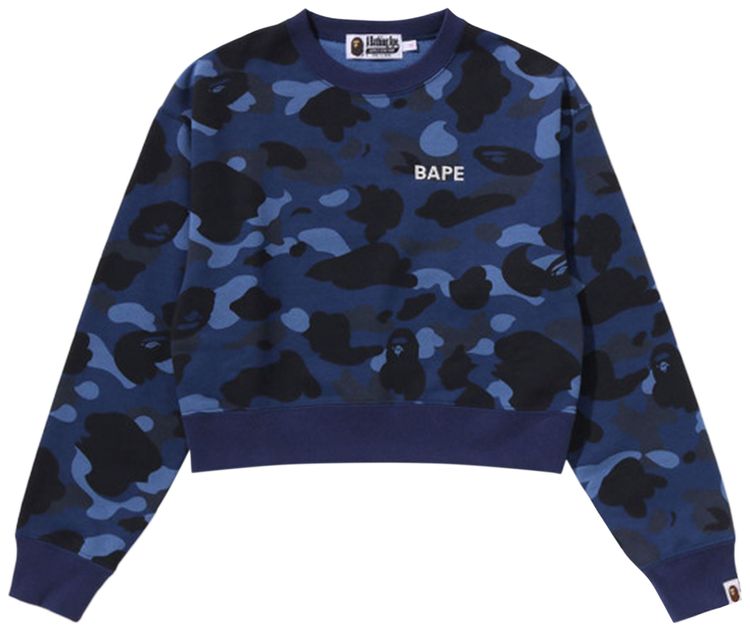 BAPE Color Camo Cropped Crewneck Sweatshirt Navy