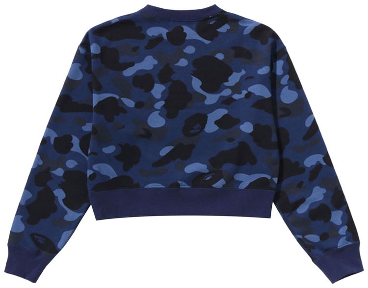 BAPE Color Camo Cropped Crewneck Sweatshirt Navy